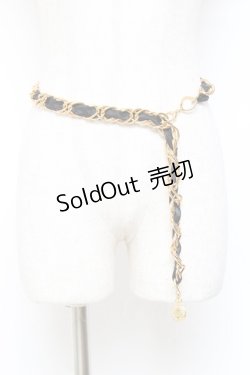 画像1: INGEBORG / チャーム付きチェーンベルト  ゴールド×黒 Y-25-10-25-013-LO-ZA-SZ-ZY