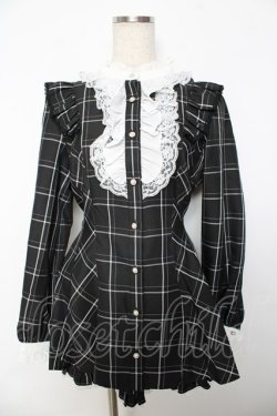 画像1: Secret Honey / アクセサリーリボンレースフリルセットアップ 2 黒チェック Y-25-10-25-111-CA-JA-SZ-ZY