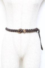 axes femme / ローズバックル編みベルト  茶 Y-25-10-25-014-AX-ZA-SZ-ZT485-F001