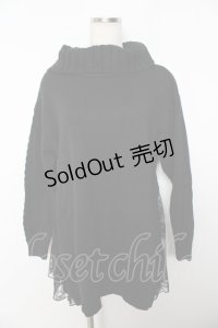 axes femme / サイドレースニットチュニ M 黒 Y-25-10-25-118-AX-OP-SZ-ZY
