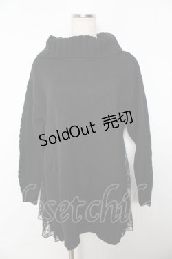 画像1: axes femme / サイドレースニットチュニ M 黒 Y-25-10-25-118-AX-OP-SZ-ZY