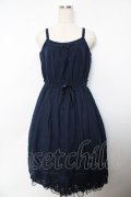 axes femme / 裾バラくり抜きキャミワンピース M 紺 Y-25-10-25-121-AX-OP-SZ-ZY