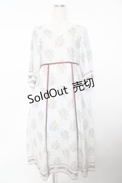 画像1: axes femme / ウォールオーナメント柄ワンピース M 生成り Y-25-10-25-122-AX-OP-SZ-ZY