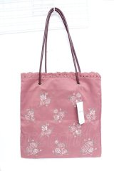 axes femme / ブーケ刺繍トートバッグ  ピンク Y-25-10-25-024-AX-BG-SZ-ZT501