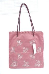 axes femme / ブーケ刺繍トートバッグ  ピンク Y-25-10-25-024-AX-BG-SZ-ZT501