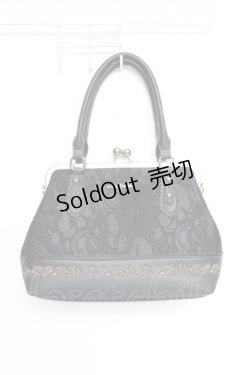 画像1: axes femme / レース重ねがま口ボストン  黒 Y-25-10-25-027-AX-BG-SZ-ZY