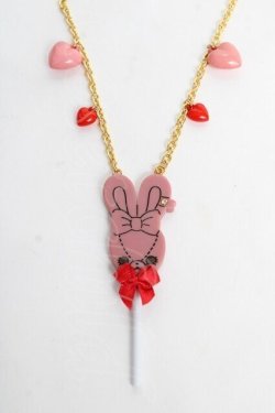 画像1: Angelic Pretty / リリカルバニーBonbonショコラネックレス  ピンク Y-25-10-28-004-AP-AC-SZ-ZY