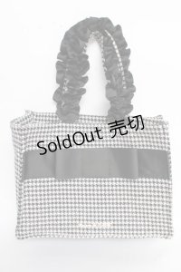 Maison de FLEUR / 千鳥格子 フリルハンドルトートSバッグ F 黒 Y-25-10-28-045-LO-BG-SZ-ZT501