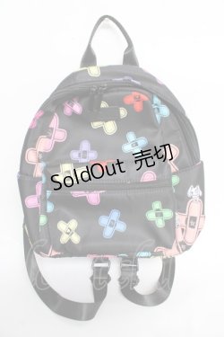 画像1: NieR Clothing / ばんそうこう総柄ミニリュック  黒 Y-25-10-28-047-PU-BG-SZ-ZT-K012