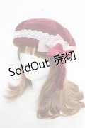Amavel / 月夜の狐と寒椿和風ベレー帽  ボルドー Y-25-10-28-055-CA-AC-SZ-ZY