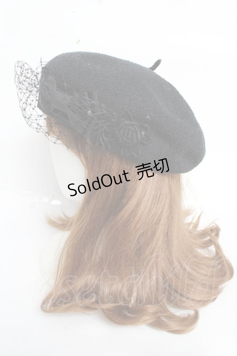 画像2: Enchantlic Enchantilly / 麗らかなリボンチュールサマーベレー帽  ブラック Y-25-10-28-056-LO-AC-SZ-ZTK048 (2)