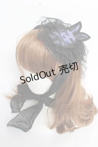 ALGONQUINS / うさぎワッペン丸形ヘッドドレス  黒×紫 Y-25-10-28-060-AL-AC-SZ-ZY