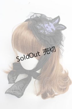 画像1: ALGONQUINS / うさぎワッペン丸形ヘッドドレス  黒×紫 Y-25-10-28-060-AL-AC-SZ-ZY