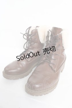 画像1: axes femme / 配色ファースノーブーツ L 茶 Y-25-10-28-067-AX-SH-SZ-ZT-K002