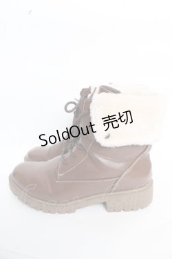 画像2: axes femme / 配色ファースノーブーツ L 茶 Y-25-10-28-067-AX-SH-SZ-ZT-K002