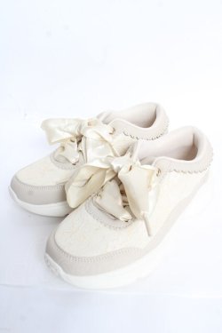 画像1: m petit by misako / レーススニーカー M 中白 Y-25-10-28-068-LO-SH-SZ-ZY