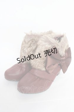 画像1: axes femme / ファー付きブーティー M ワイン Y-25-10-28-070-AX-SH-SZ-ZY