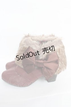 画像2: axes femme / ファー付きブーティー M ワイン Y-25-10-28-070-AX-SH-SZ-ZY