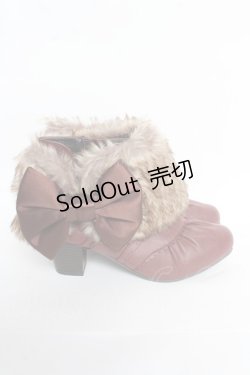 画像4: axes femme / ファー付きブーティー M ワイン Y-25-10-28-070-AX-SH-SZ-ZY