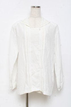 画像1: PINK HOUSE / トライアングルカラーのタック入りブラウス F 白 Y-25-10-28-072-LO-BL-SZ-ZY