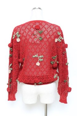 画像2: WONDERFUL WORLD / フラワーモチーフニット  赤 Y-25-10-28-073-LO-TO-SZ-ZY