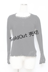 axes femme / モチーフレースリブプルオーバー M 黒 Y-25-10-28-078-AX-TO-SZ-ZY