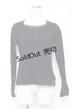 画像1: axes femme / モチーフレースリブプルオーバー M 黒 Y-25-10-28-078-AX-TO-SZ-ZY