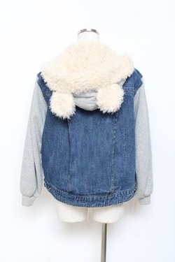 画像2: Secret Honey / くま耳Gジャン 2 インディゴ Y-25-10-28-085-CA-JA-SZ-ZY