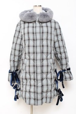 画像1: axes femme POETIQUE / レースアップエコダウンコート M ブルーグレー Y-25-10-28-098-AX-CO-SZ-ZY