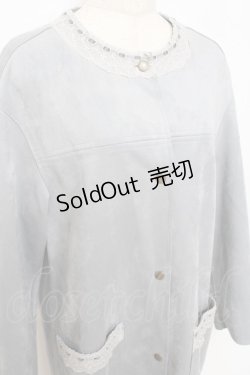 画像3: axes femme / ノーカラーロングコート M サックス Y-25-10-28-099-AX-JA-SZ-ZY