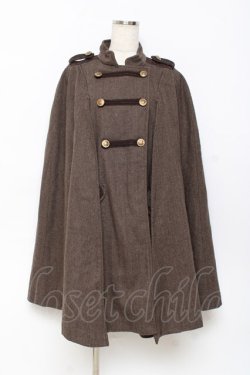 画像1: axes femme / ナポレオンマント風コート M 茶 Y-25-10-28-100-AX-CO-SZ-ZY