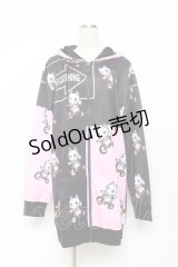 NieR Clothing / BICYCLE ZIP PARKA パーカー F 黒×ピンク Y-25-10-28-110-PU-TO-SZ-ZY