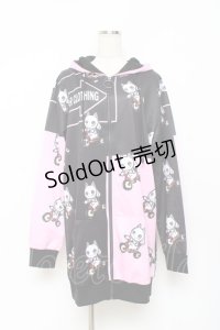 NieR Clothing / BICYCLE ZIP PARKA パーカー F 黒×ピンク Y-25-10-28-110-PU-TO-SZ-ZY