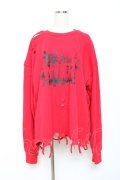 NieR Clothing / ダメージ加工トレーナー  赤 Y-25-10-28-111-PU-TO-SZ-ZY