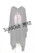 Drug Honey / クリスタル線画x写実的臓器ドレープポンチョワンピース  黒 Y-25-10-28-112-PU-OP-SZ-ZY