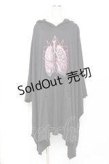 Drug Honey / クリスタル線画x写実的臓器ドレープポンチョワンピース  黒 Y-25-10-28-112-PU-OP-SZ-ZY