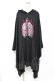 画像1: Drug Honey / クリスタル線画x写実的臓器ドレープポンチョワンピース  黒 Y-25-10-28-112-PU-OP-SZ-ZY (1)