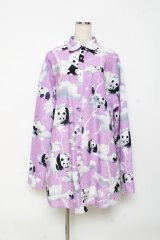 Jamieエーエヌケー / パンダ柄BIGシャツ F ラベンダー Y-25-10-28-115-LO-OP-SZ-ZY