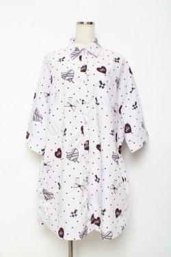 画像1: Ank Rouge / やみかわいいプリントBigシャツ M ピンク Y-25-10-28-116-CA-BL-SZ-ZY