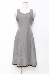 axes femme / 編み上げ千鳥格子ジャンスカ F 黒 Y-25-10-28-124-AX-OP-SZ-ZI