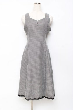 画像1: axes femme / 編み上げ千鳥格子ジャンスカ F 黒 Y-25-10-28-124-AX-OP-SZ-ZY