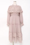axes femme / レースケープティアードワンピース M モカ Y-25-10-28-125-AX-OP-SZ-ZY