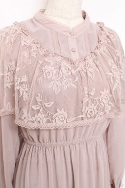 画像3: axes femme / レースケープティアードワンピース M モカ Y-25-10-28-125-AX-OP-SZ-ZY