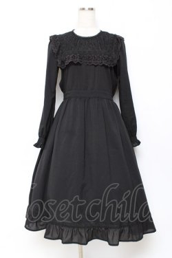 画像1: axes femme kawaii / レースブロッキングロングワンピース M 黒 Y-25-10-28-127-AX-BL-SZ-ZY