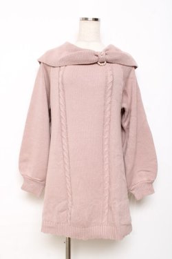 画像1: axes femme / リボン襟ニットミニワンピ F ピンク Y-25-10-28-129-AX-OP-SZ-ZY