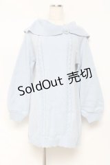 axes femme / リボン襟ニットミニワンピ F サックス Y-25-10-28-130-AX-OP-SZ-ZY