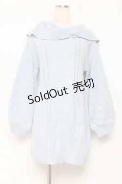 画像1: axes femme / リボン襟ニットミニワンピ F サックス Y-25-10-28-130-AX-OP-SZ-ZY