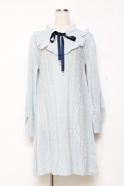 画像1: axes femme / ヨーク切替ニットワンピ F サックス Y-25-10-28-132-AX-OP-SZ-ZY