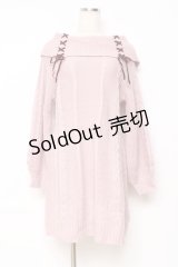 axes femme / W編み上げニットチュニック F ピンク Y-25-10-28-134-AX-TO-SZ-ZY