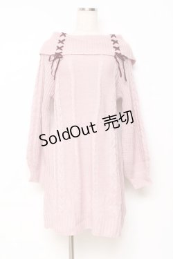 画像1: axes femme / W編み上げニットチュニック F ピンク Y-25-10-28-134-AX-TO-SZ-ZY